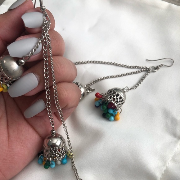 Indian/ Pakistani multicolor jumki earrings - Picture 5 of 6